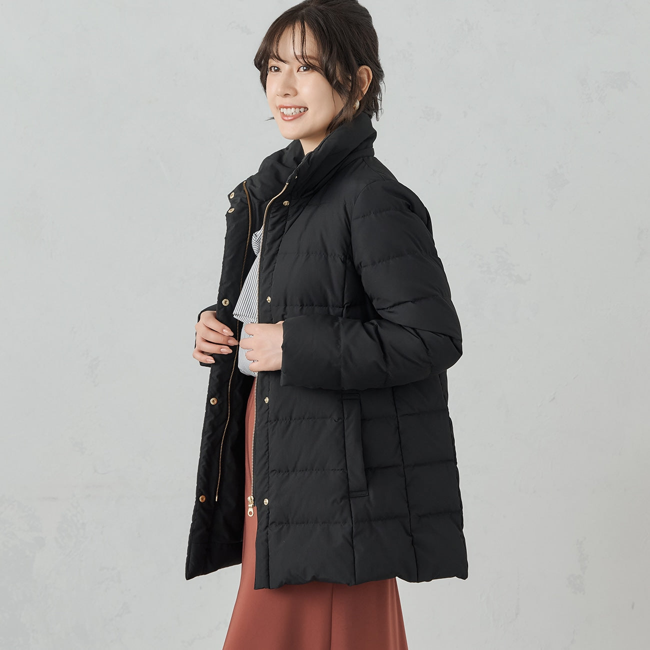 可拆式連帽羽絨外套 - 黑色_01