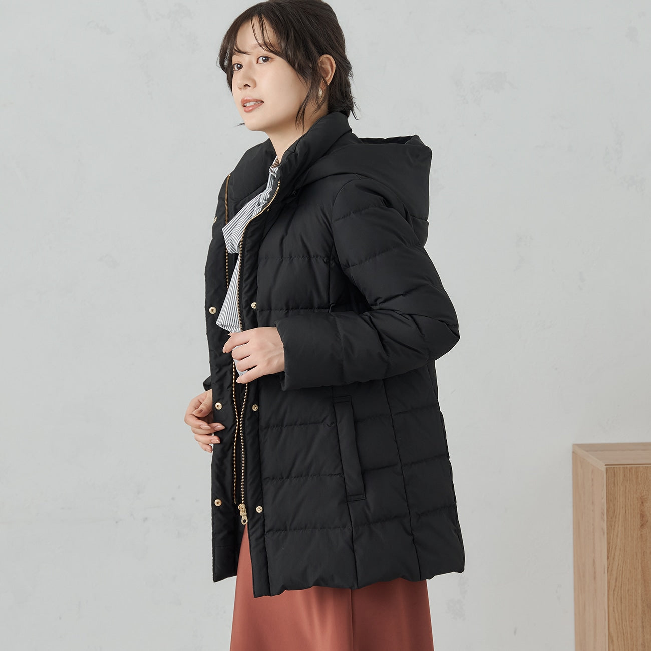 可拆式連帽羽絨外套 - 黑色_06