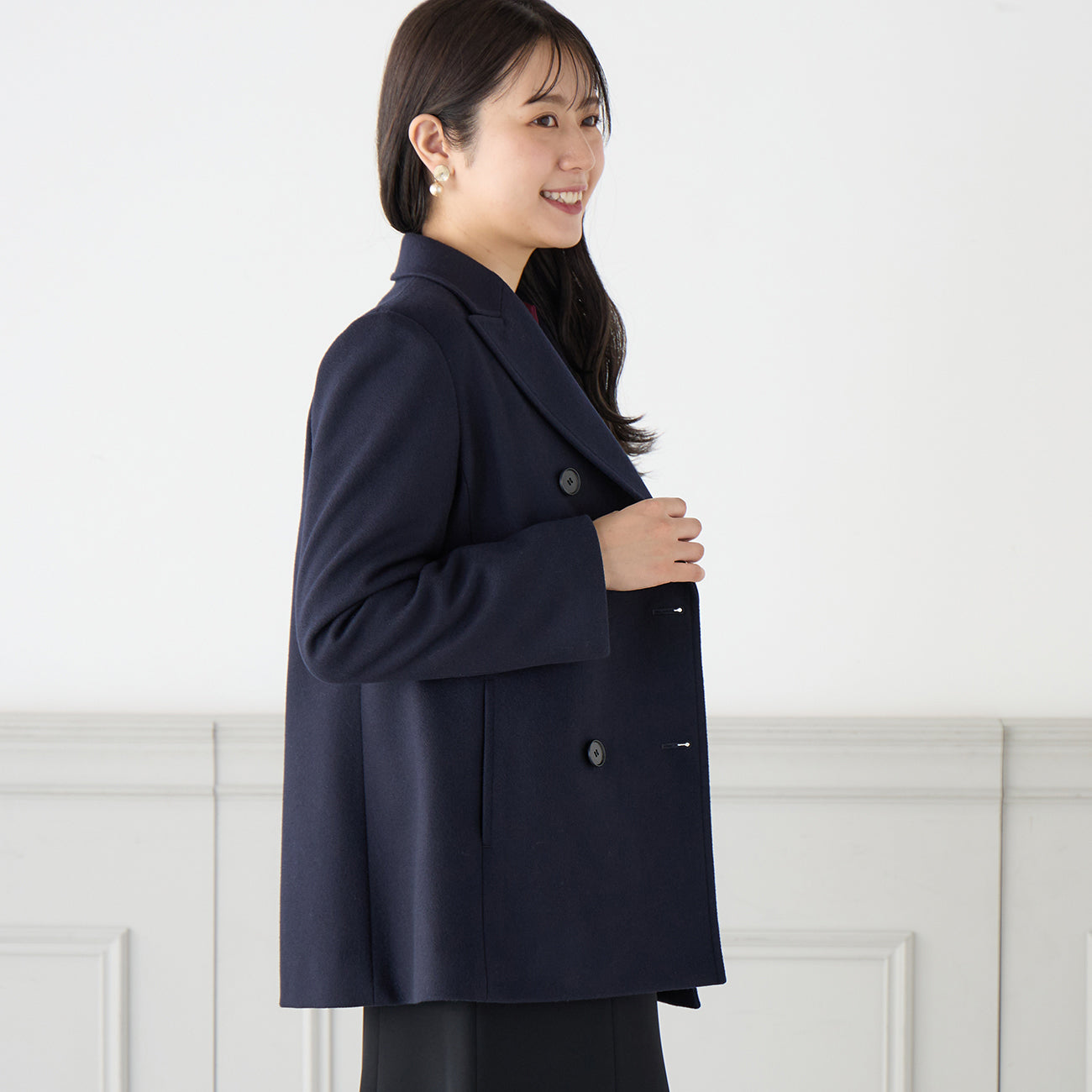 Japan Made Fabric Navy Blue Short Peacoat