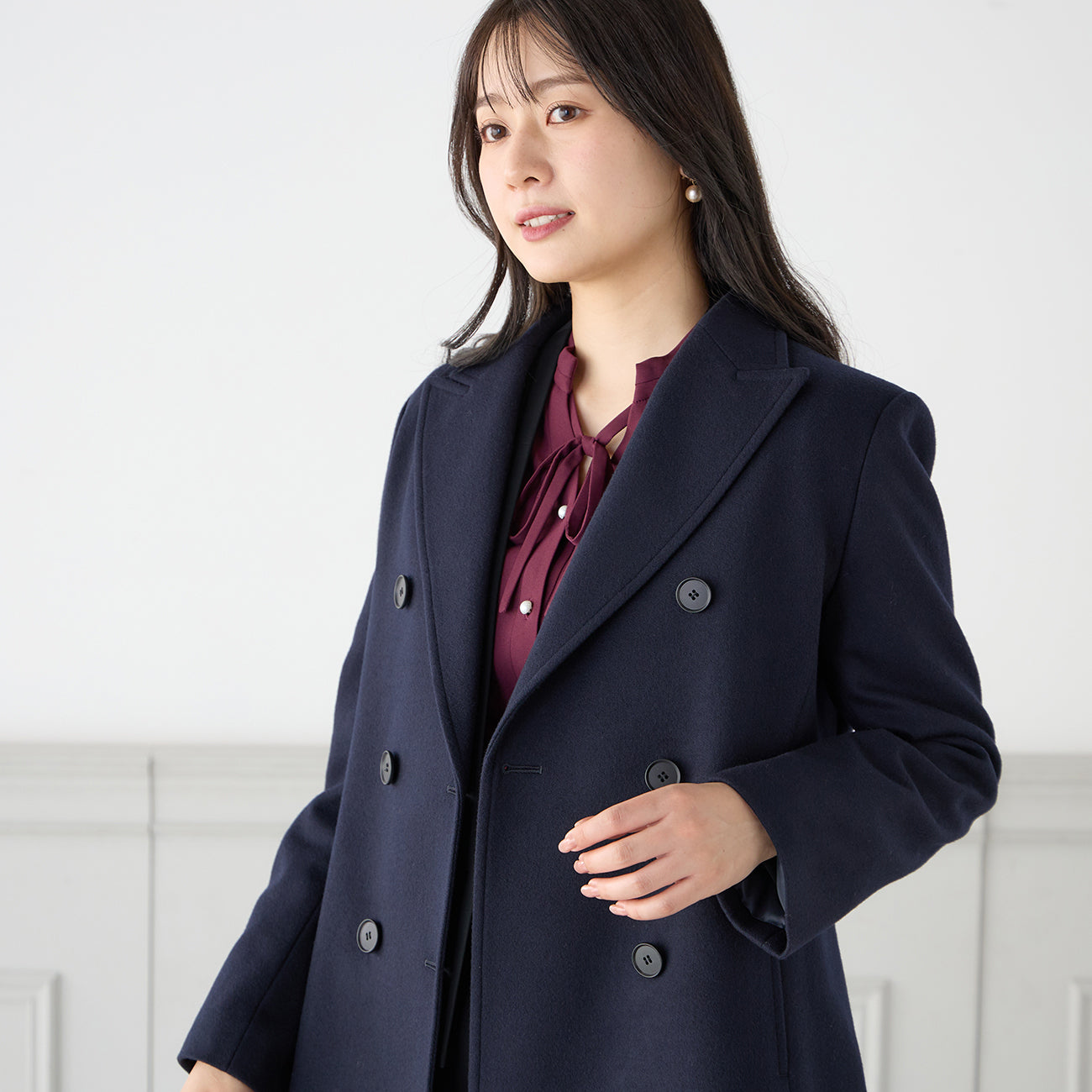 Japan Made Fabric Navy Blue Short Peacoat