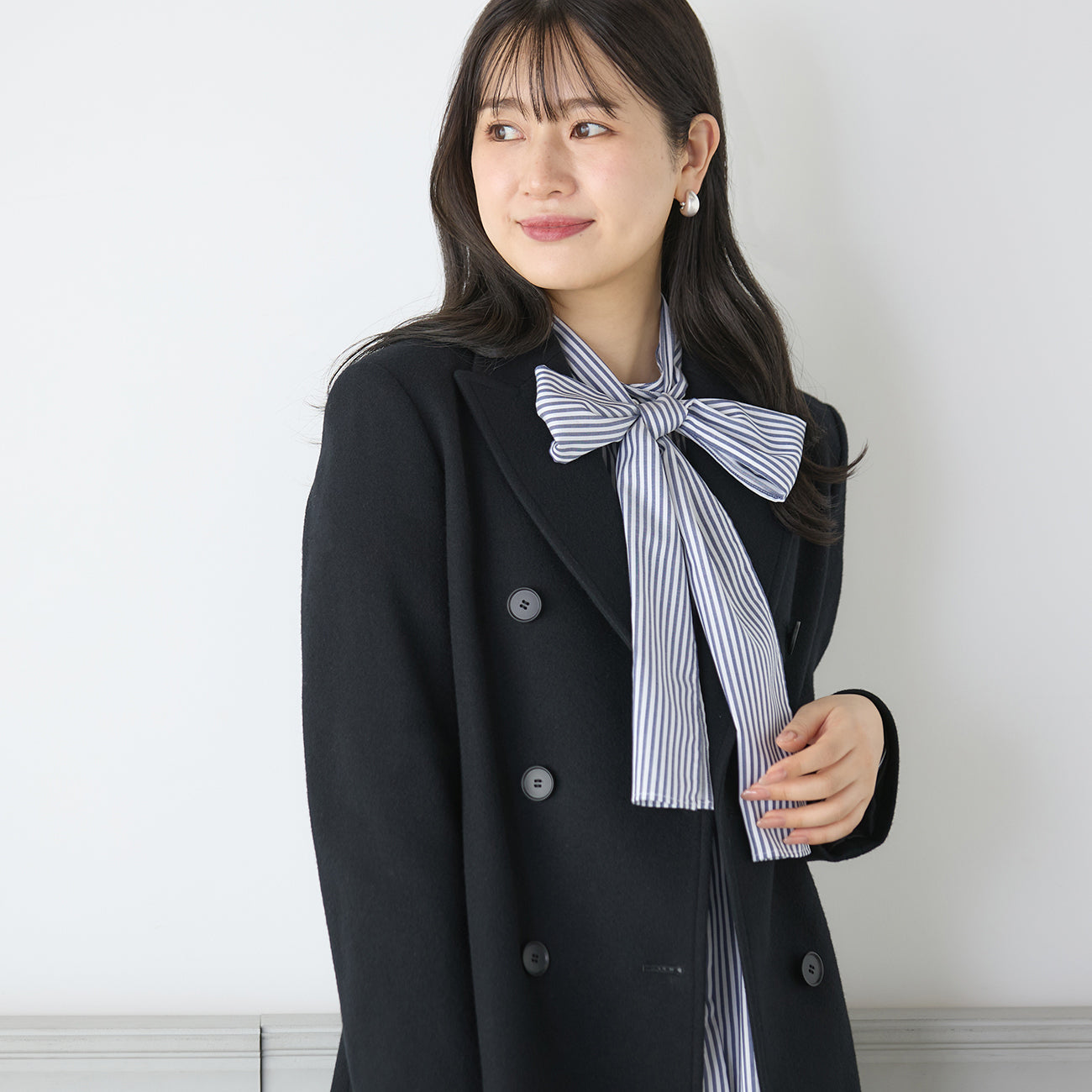 Japan Made Fabric Black Short Peacoat