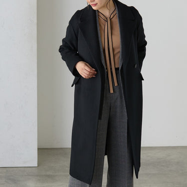 Japanese Fabric Long Coat with Belt - Black_06