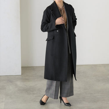 Japanese Fabric Long Coat with Belt - Black_02