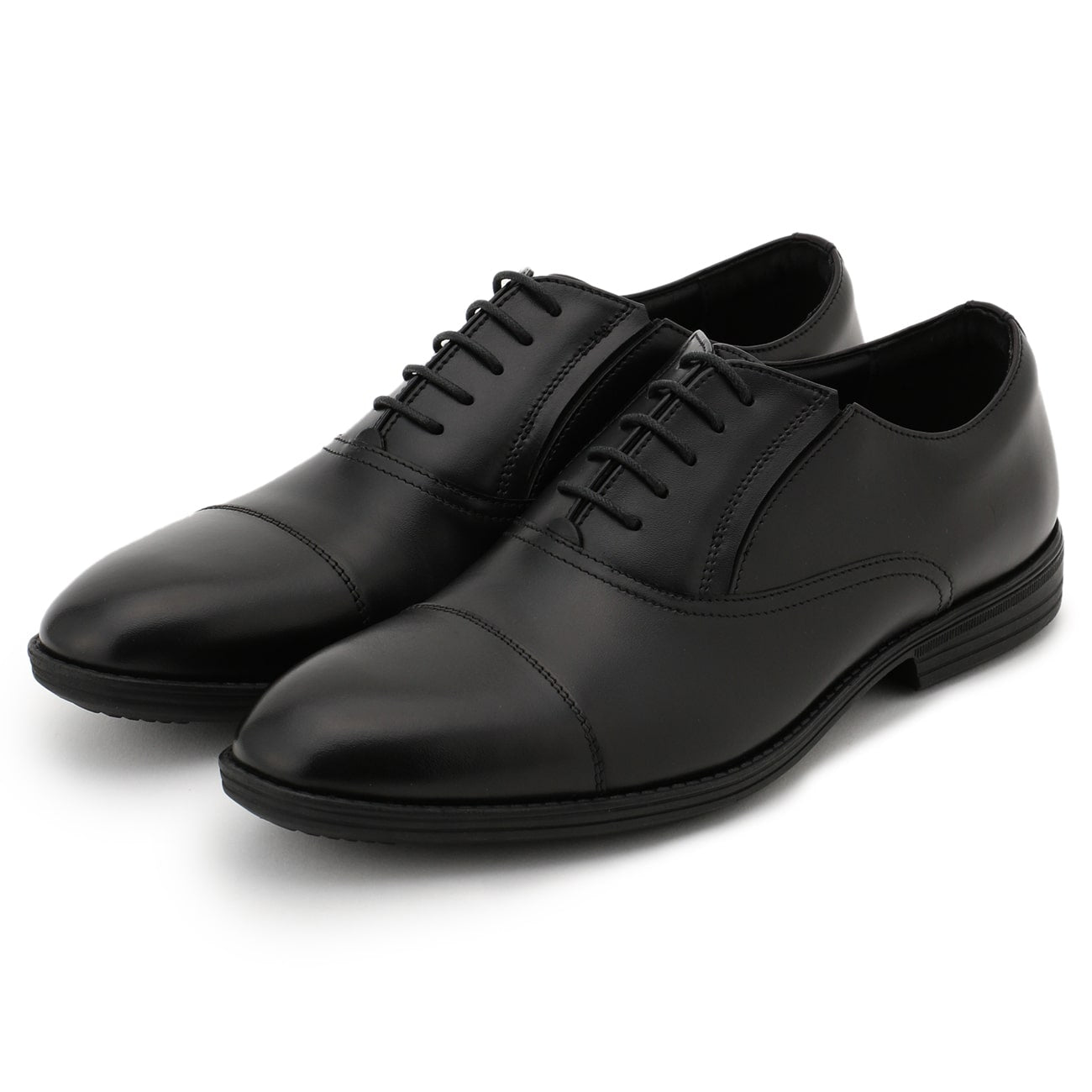 Lightweight Himeji Leather Cap-toe Oxford Shoes - Black_01