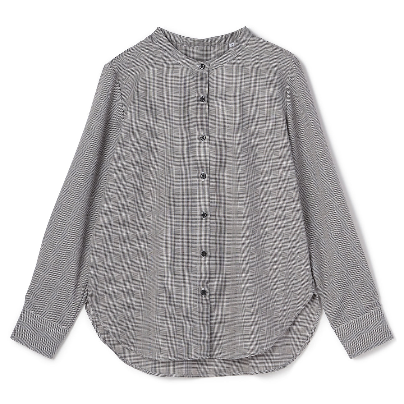 Brown Glen Plaid Band Collar Shirt_02