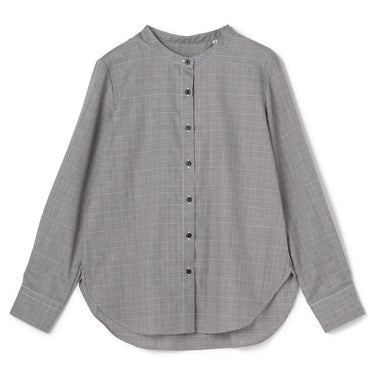 Brown Glen Plaid Band Collar Shirt_02