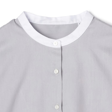 Gray Contrast Band Collar Shirt_11