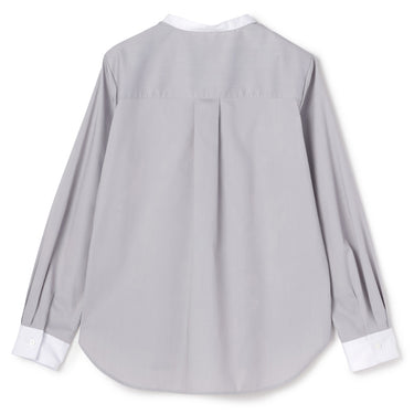 Gray Contrast Band Collar Shirt_12