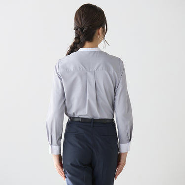 Gray Contrast Band Collar Shirt_10