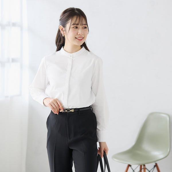 Form-stable Ruffle Shirt - White [A34_LAH553-05] | AOKI GLOBAL