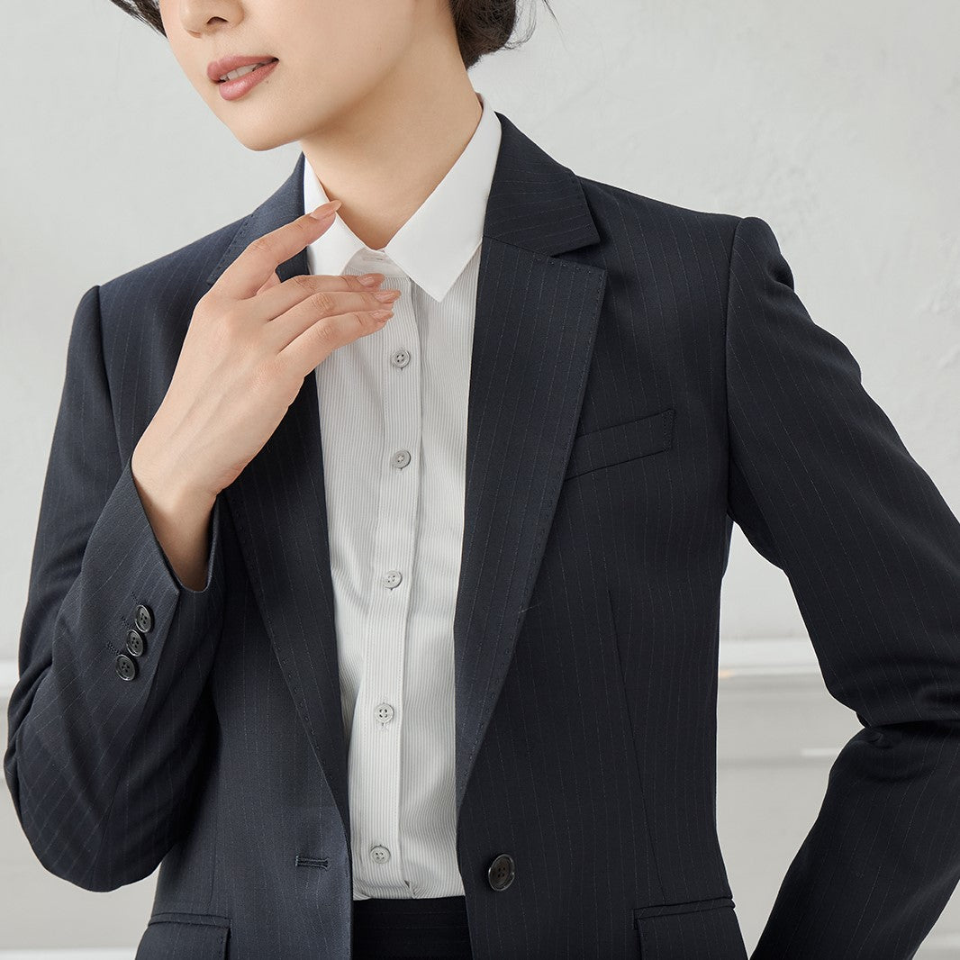 防紫外线对比领条纹衬衫 -灰