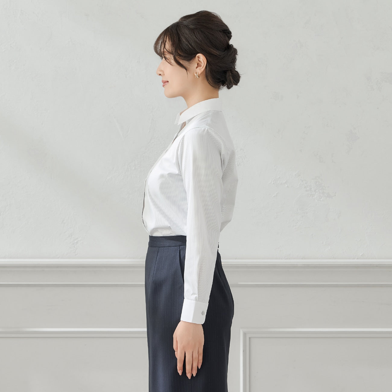 防紫外线对比领条纹衬衫 -灰