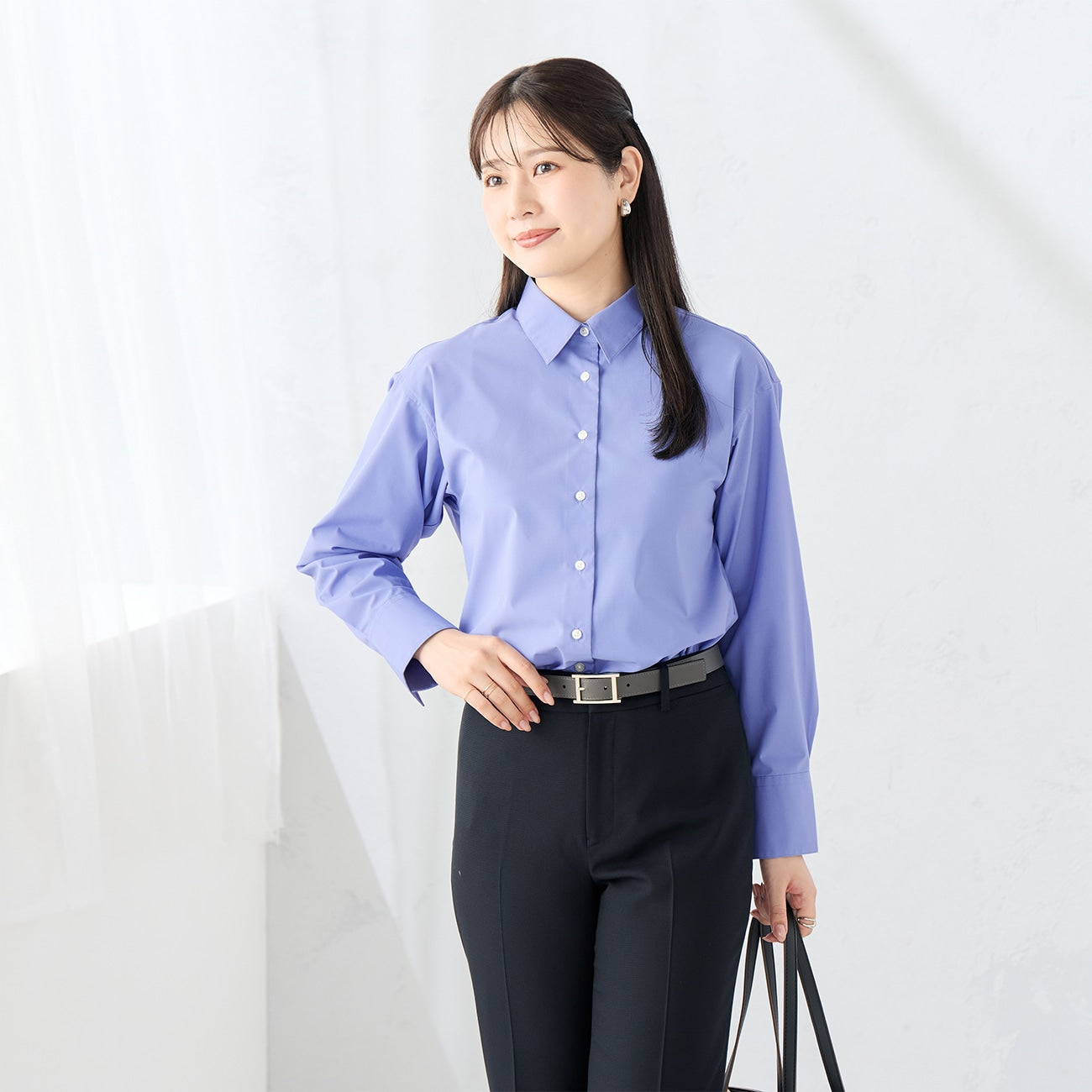 女式点数 领衬衫 - 蓝色_05