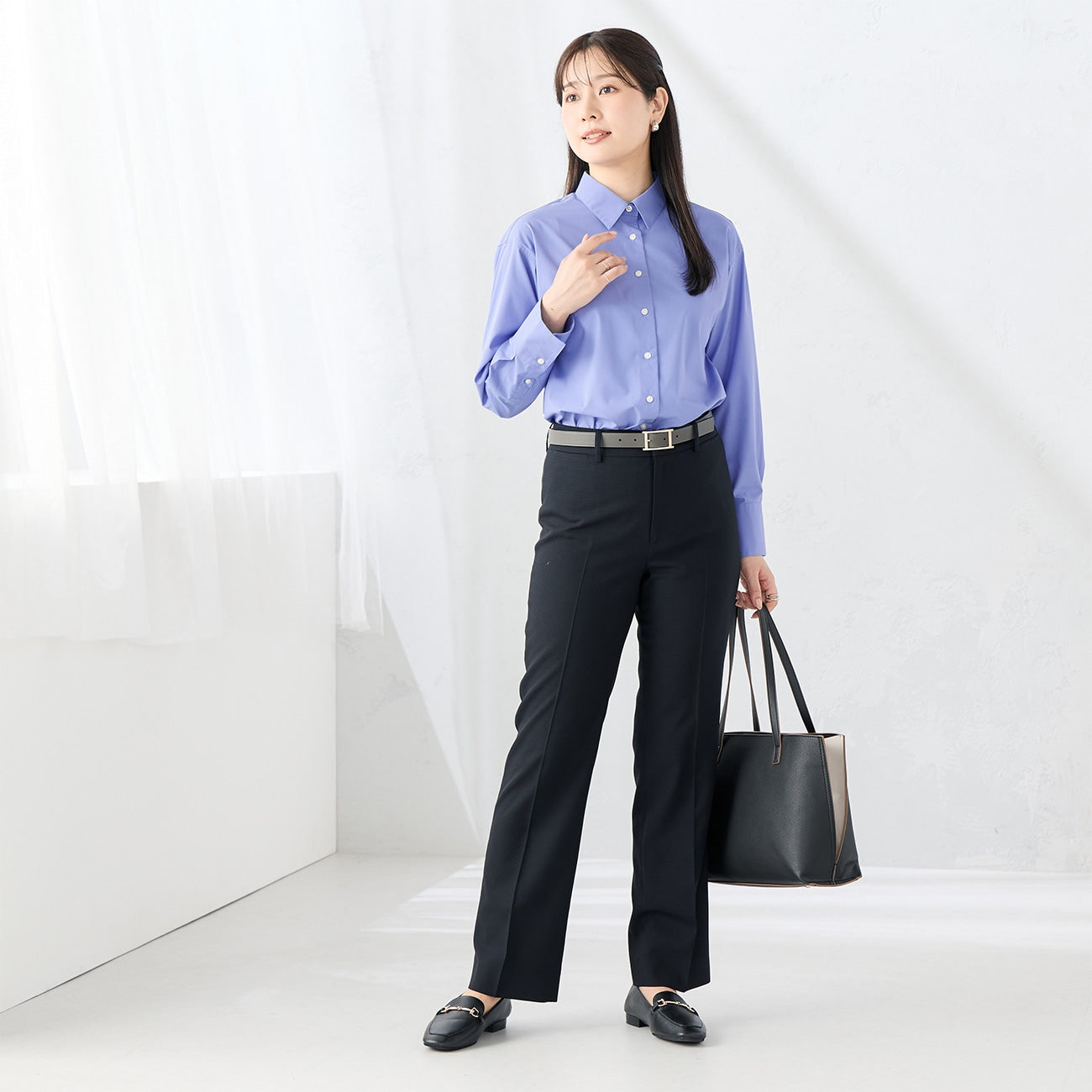女式点数 领衬衫 - 蓝色_08