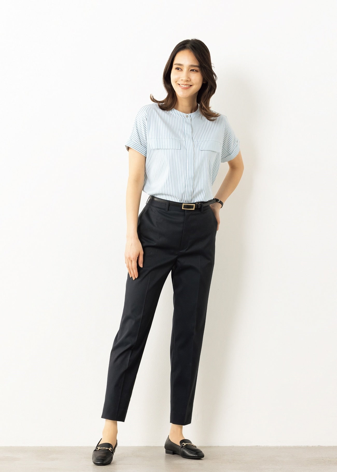 Airy Stripe Pocket Shirt - Blue_03
