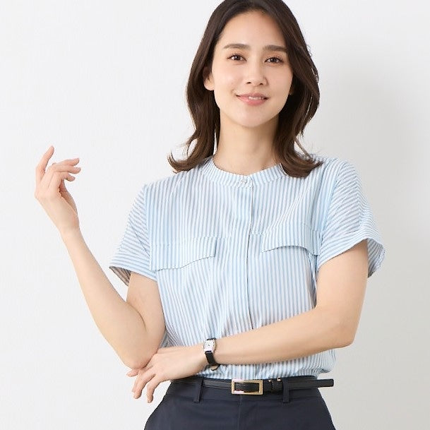 Airy Stripe Pocket Shirt - Blue_01