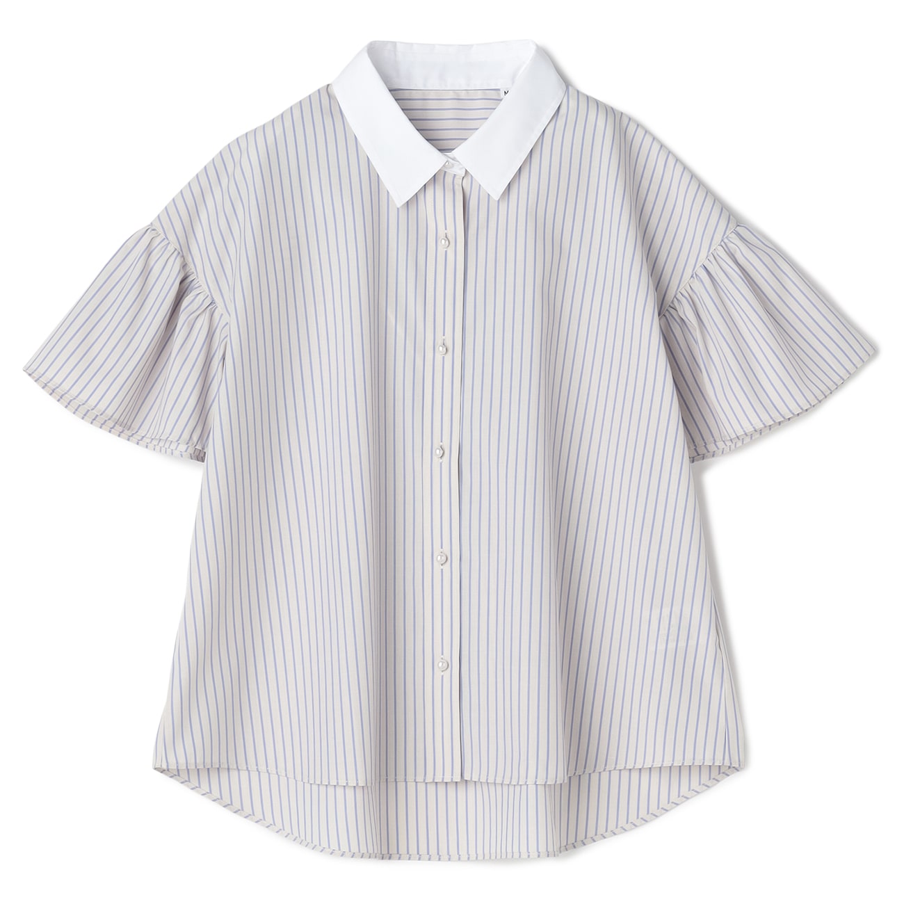Airy Contrast Collar Stripe Shirt - Beige_01