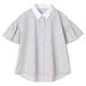 Airy Contrast Collar Stripe Shirt - Beige_01