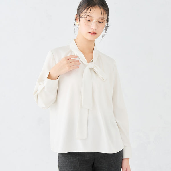 Women's Bamboo Rayon Bow-Tie Shirt - Off-White [A34_MWHN26A-5