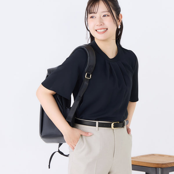 トップス mame kurogouchi SilkCotton Tucked Blouse Cool Touch Stretch Short Sleeve Tucked Blouse [A37_626207] | AOKI