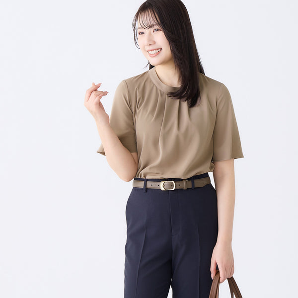 Cool Touch Stretch Short Sleeve Tucked Blouse [A37_626207] | AOKI