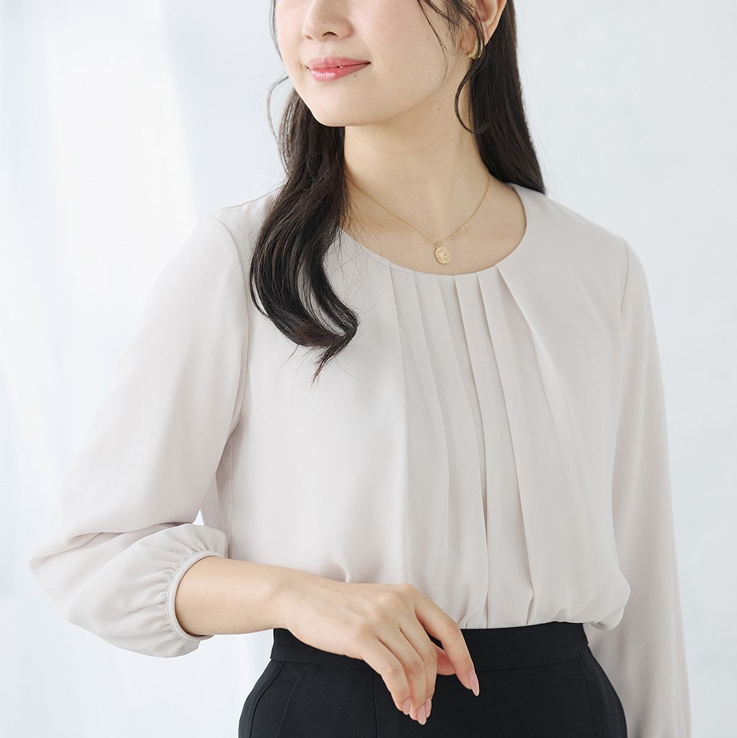 Tucked Design Three-quarter Sleeve Blouse_01