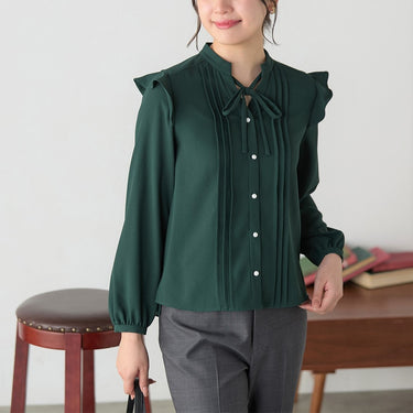 Tucked Blouse with Detachable Bow Tie_18