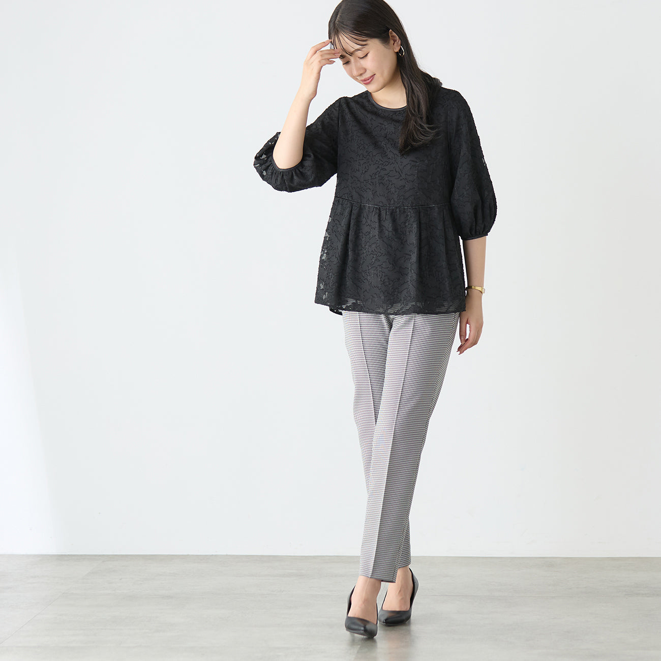 Dobby Peplum Blouse_02