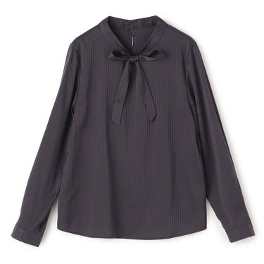 Shadow Stripe Bow Tie Blouse_10