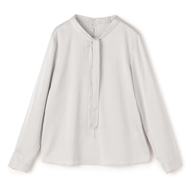 Shadow Stripe Bow Tie Blouse_20