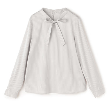 Shadow Stripe Bow Tie Blouse_21