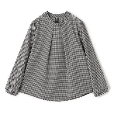 2-way Ruffle Tie Houndtooth Pattern Blouse_06