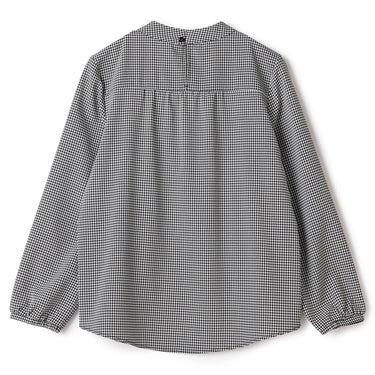 2-way Ruffle Tie Houndtooth Pattern Blouse_12