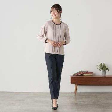 Contrast Color Mellow Tuck Blouse_14