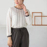 Contrast Color Mellow Tuck Blouse_01