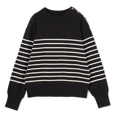 Metal Button Striped Knit_05