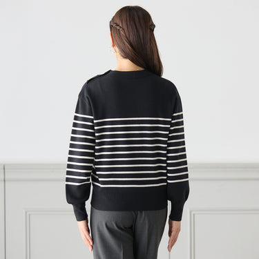 Metal Button Striped Knit_07