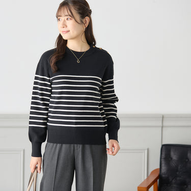 Metal Button Striped Knit_11