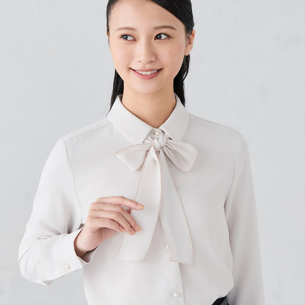 2-Way Bow-Tie Blouse with Pearls [A37_LE26-049S] | AOKI GLOBAL