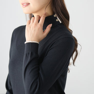 Contrast Color Turtleneck Knit_28