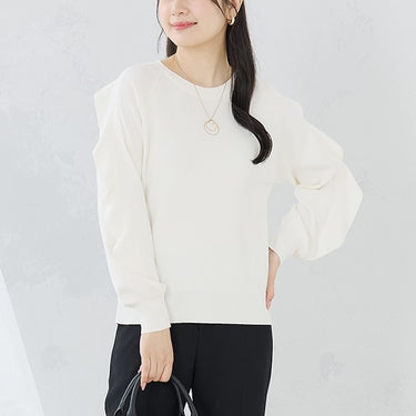 Ruffle-Sleeve Oversized Knit Pullover _01