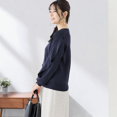 Ruffle-Sleeve Oversized Knit Pullover _13