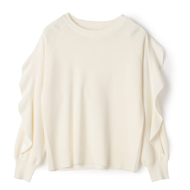 Ruffle-Sleeve Oversized Knit Pullover _08