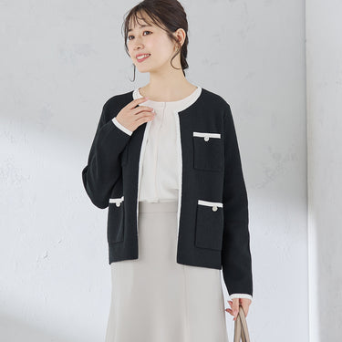 Contrast Color Knit Jacket_05