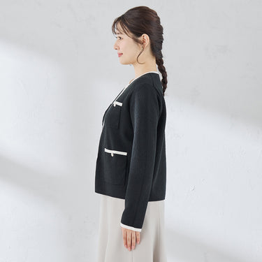 Contrast Color Knit Jacket_07