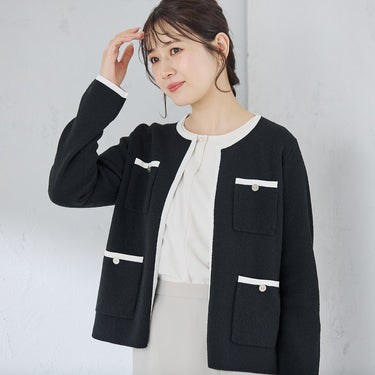 Contrast Color Knit Jacket_09