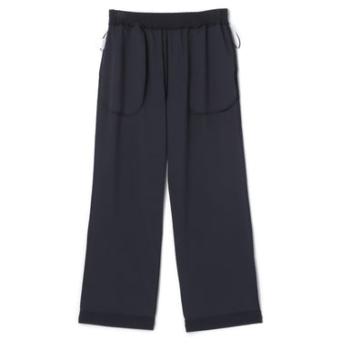 Navy Blue Georgette Jersey Drawstring Pants_16