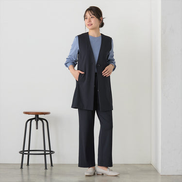 Navy Blue Georgette Jersey Drawstring Pants_03