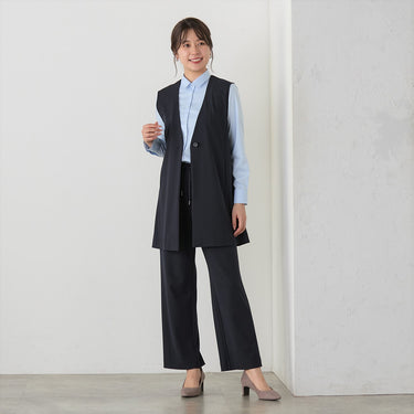 Navy Blue Georgette Jersey Drawstring Pants_09