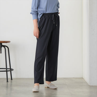 Navy Blue Georgette Jersey Drawstring Pants_02